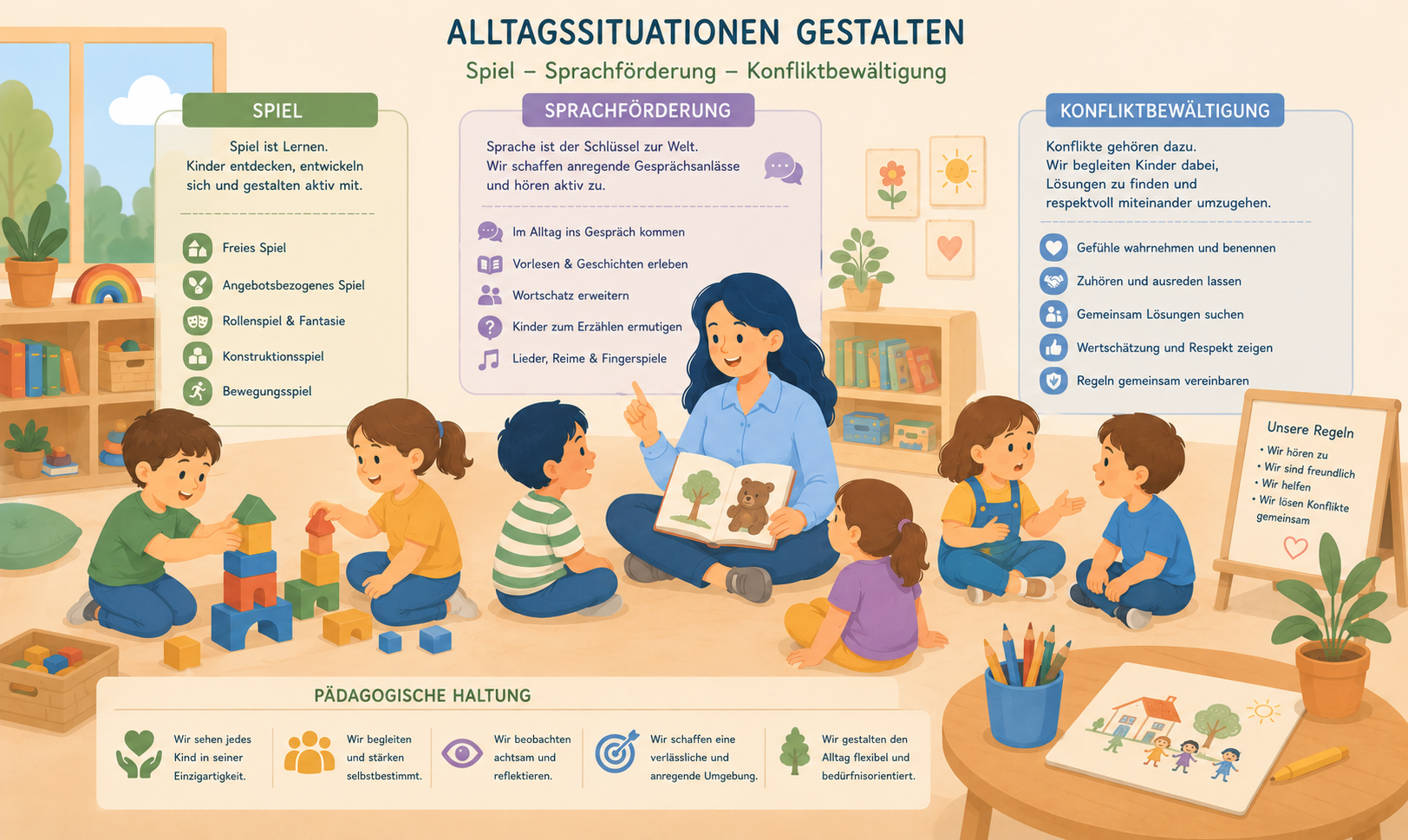 Modul 1.4 von 4 - Berufliches Selbstverständnis - Alltagssituationen gestalten: Spiel, Sprachförderung, Konfliktbewältigung