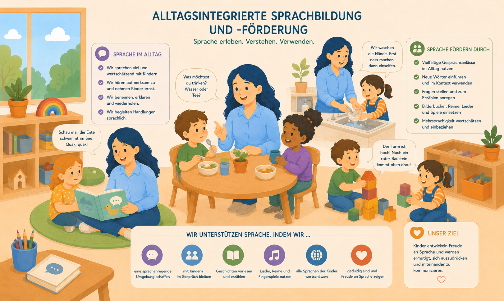 Modul 2.6 von 4 - Erziehungs-, Bildungs- & Betreuungsauftrag - Alltagsintegrierte Sprachbildung und -förderung